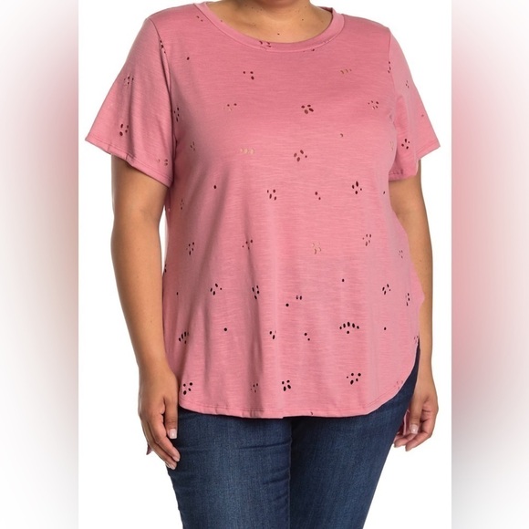 Forgotten Grace Destructed High Low T Shirt Top In Blush - Picture 1 of 8